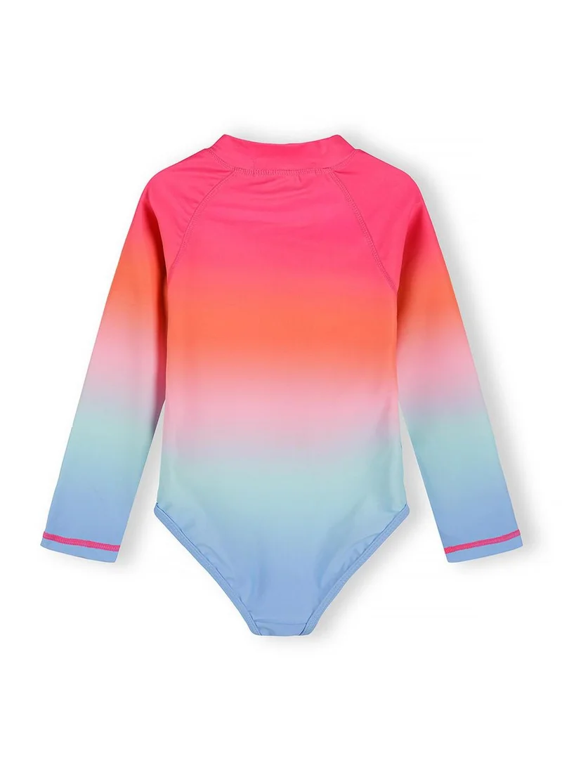 مينوتي Girls long sleeve swimsuit blue pink ombre
